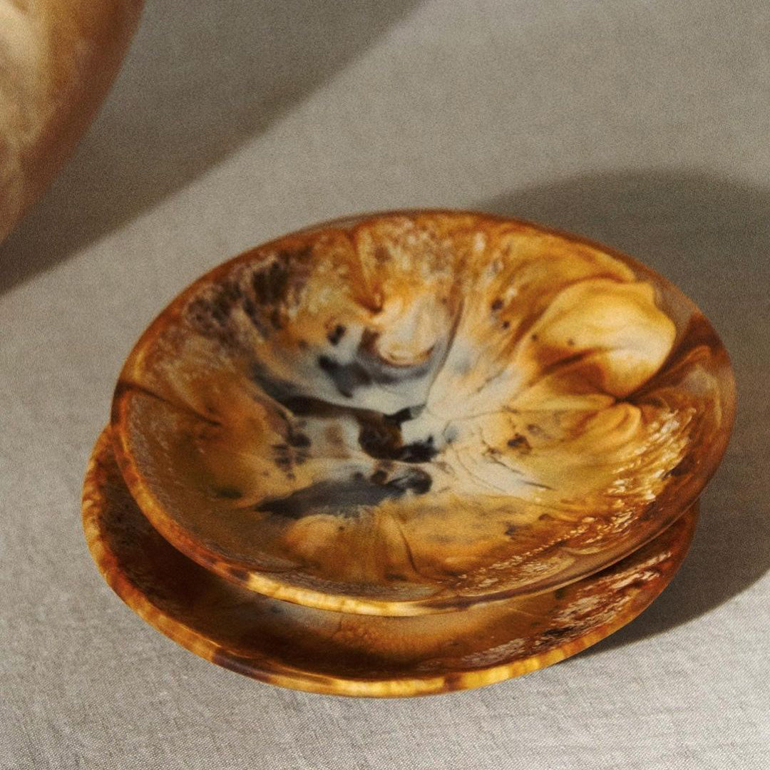Moon marbled-resin dessert bowls - Set of 2