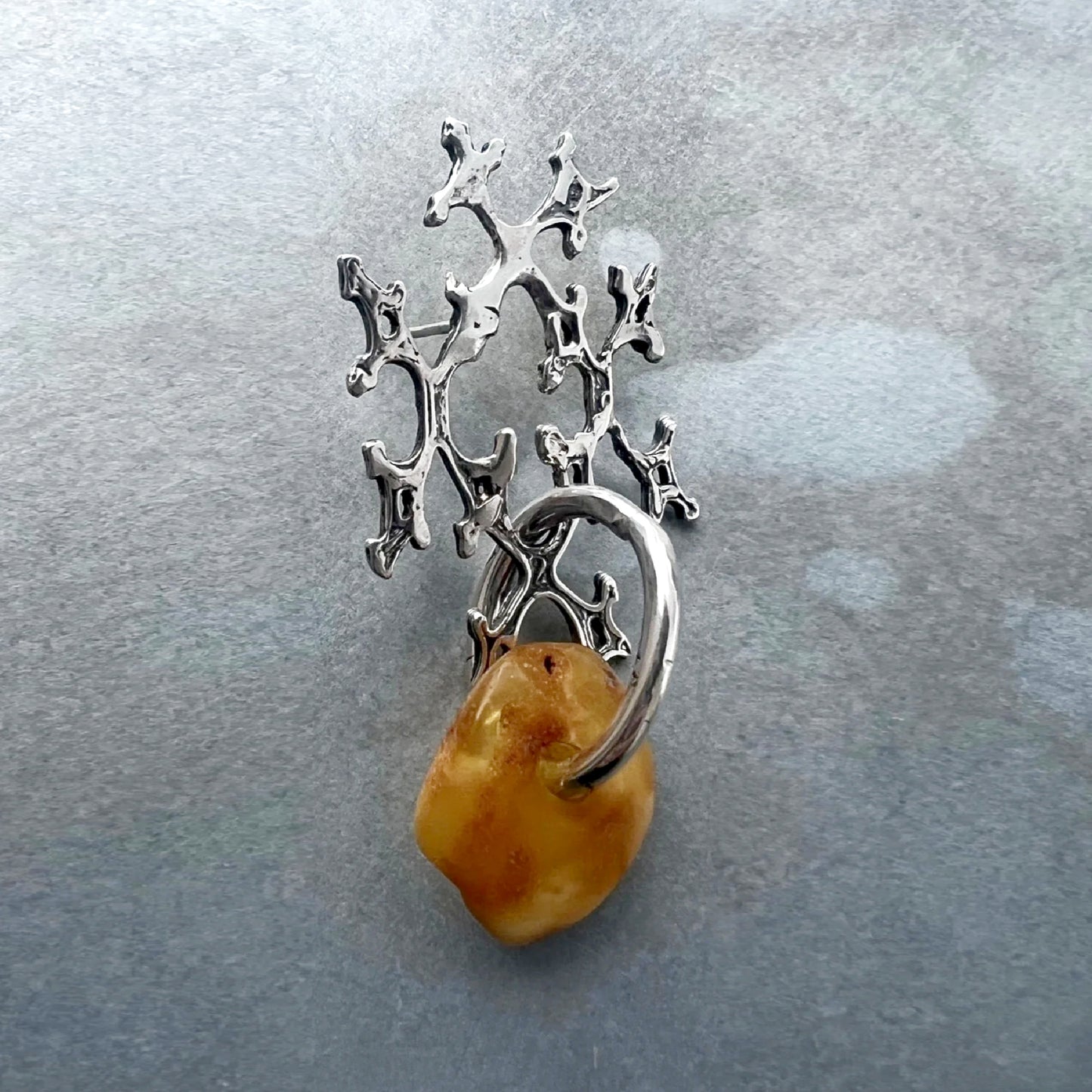 Pierced Amber Earring