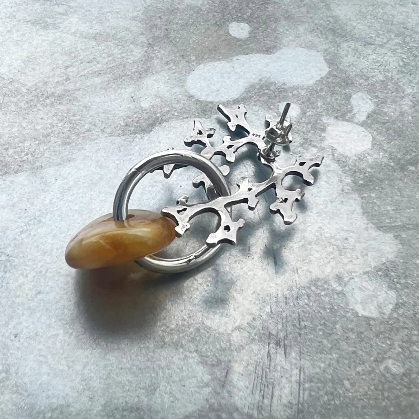 Pierced Amber Earring