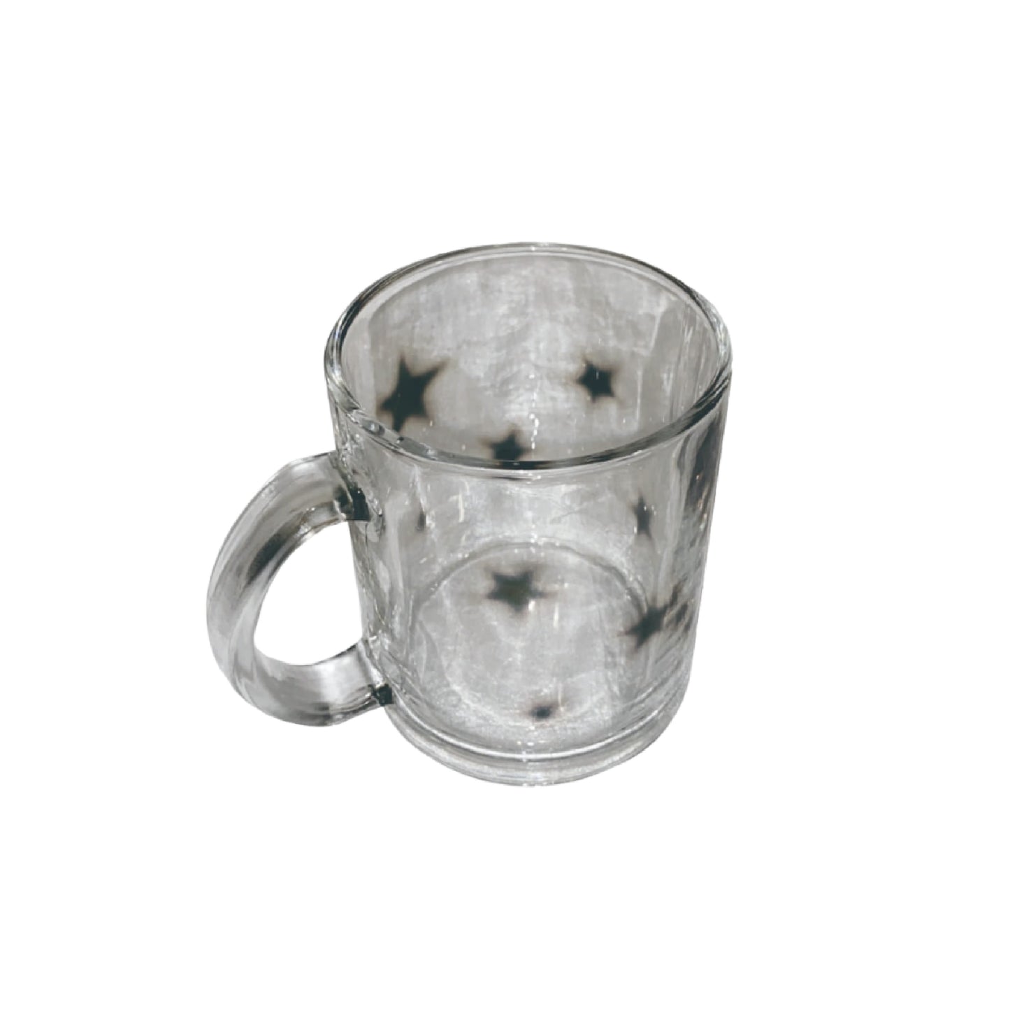 Black star glass mug