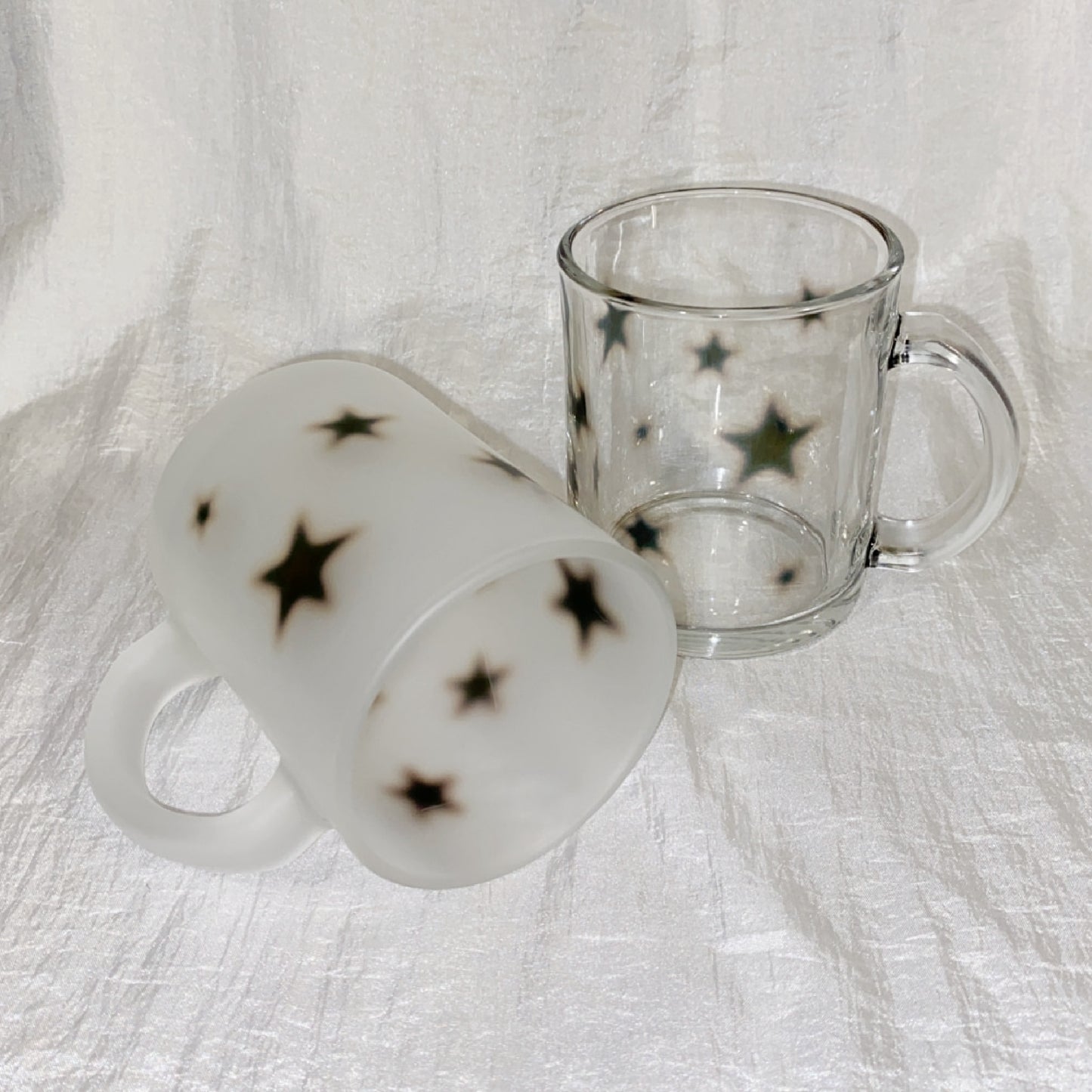Black star glass mug