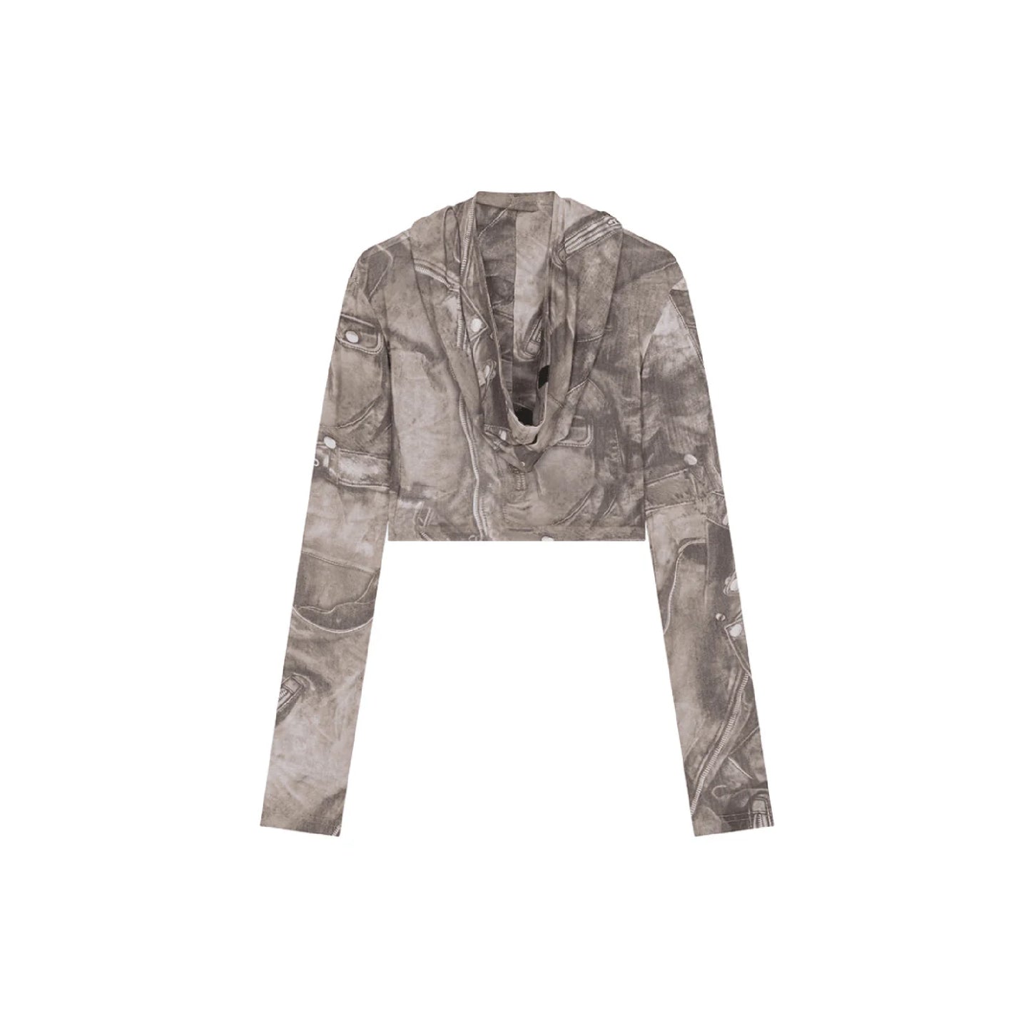 Cowl Neck Cropped Hooded Top