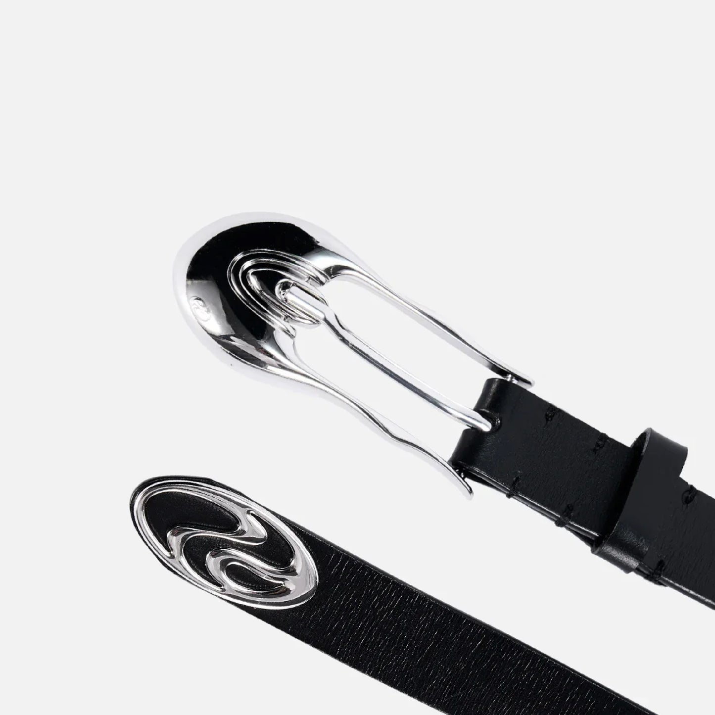 Shaped Pin Buckle Leather Belt