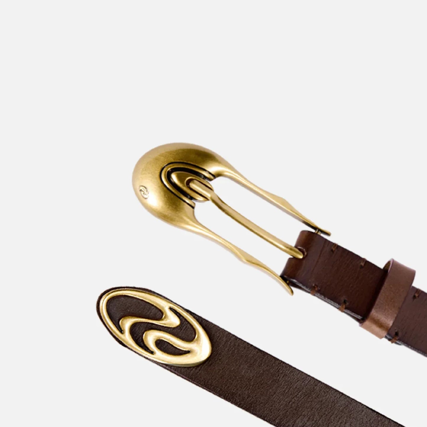 Shaped Pin Buckle Leather Belt