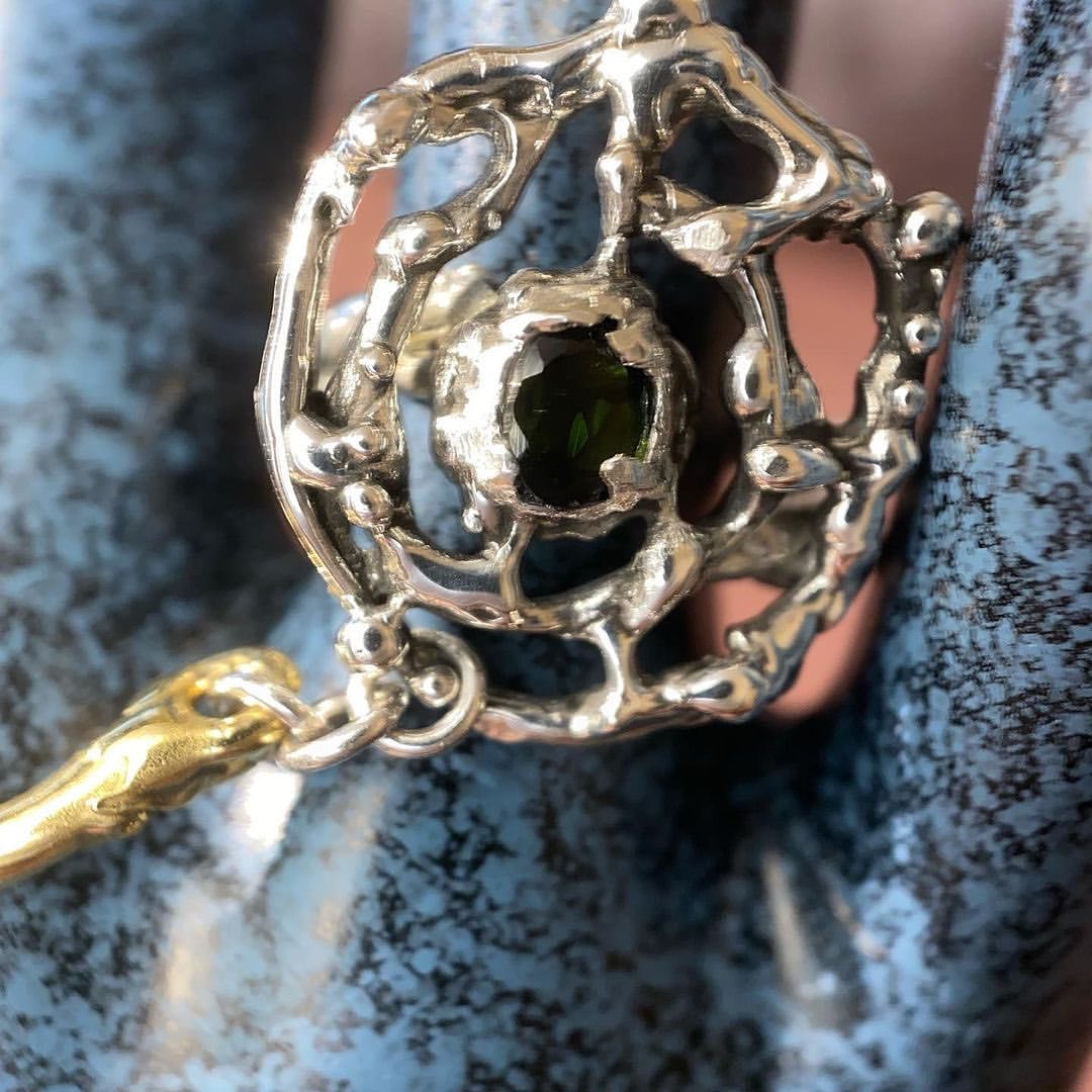 Green Tourmaline 2 Finger Ring