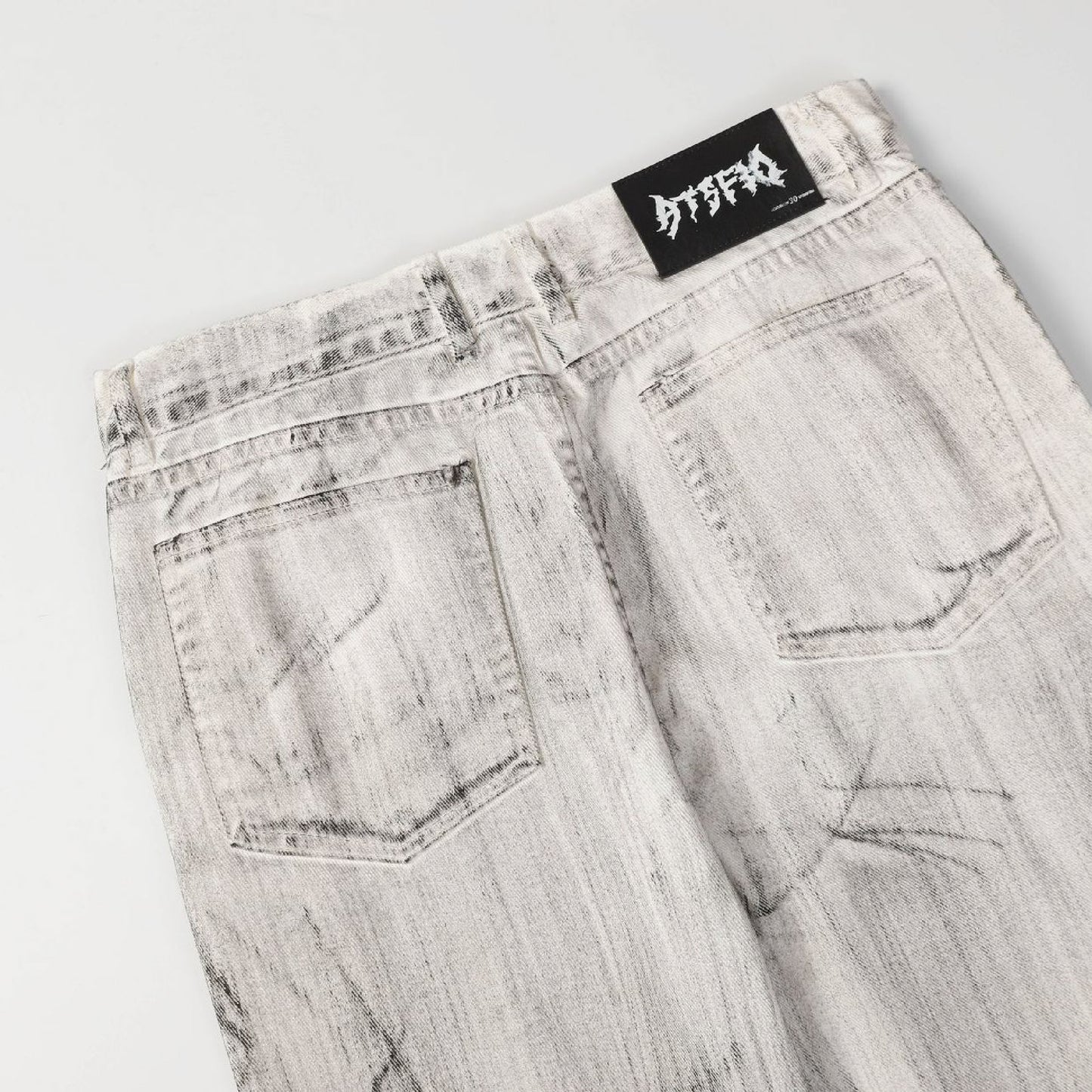 Wash Damage Flare Denim Jeans