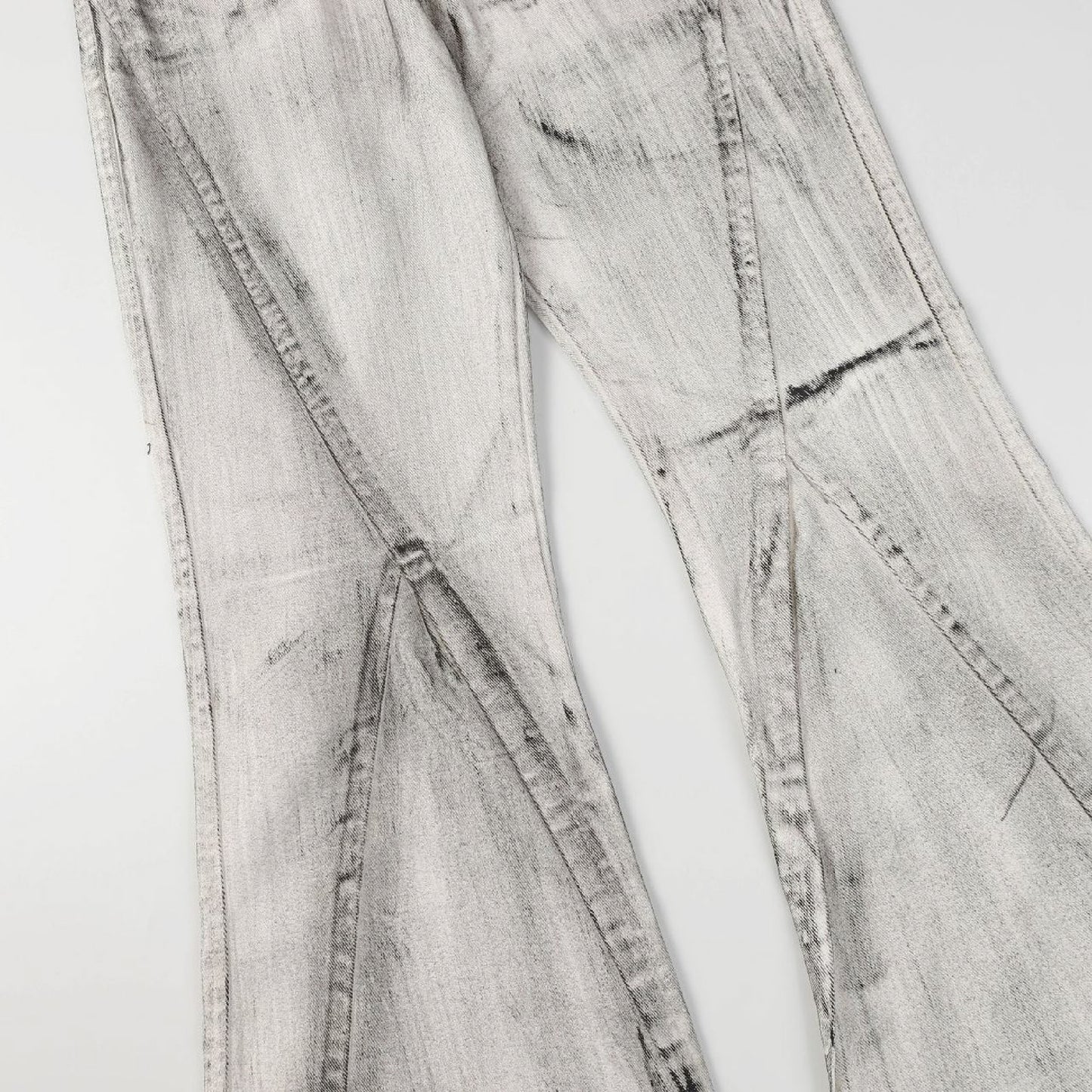 Wash Damage Flare Denim Jeans