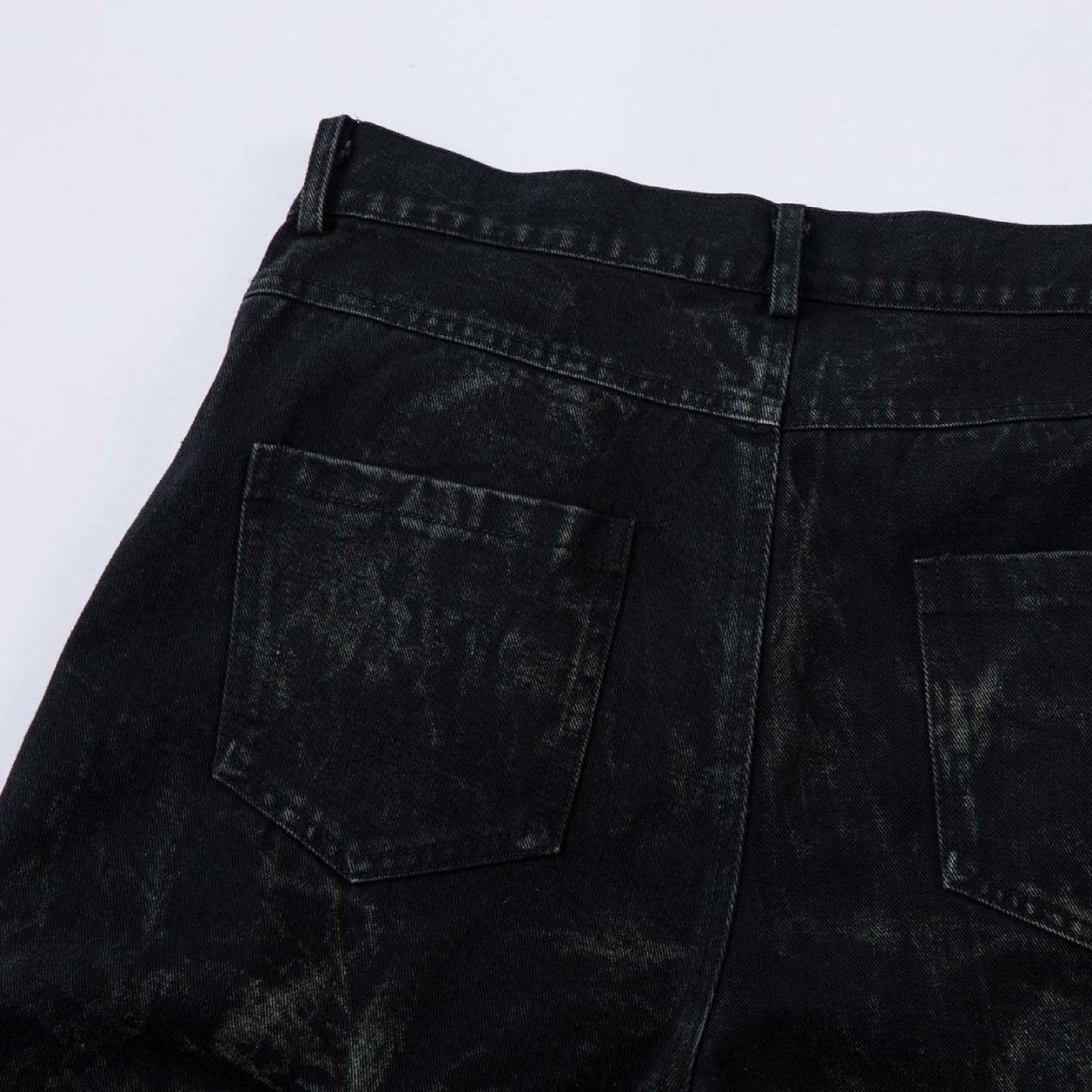 Washed Wide Leg Pleats Denim Jeans
