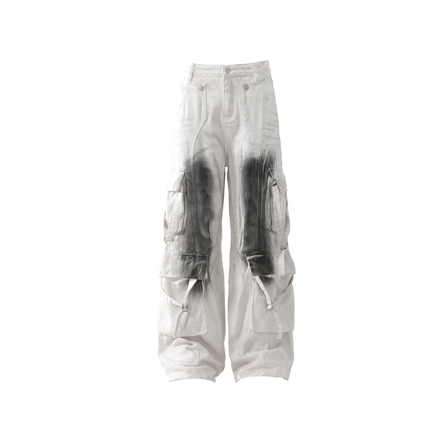 Wide-Leg Denim Cargo Denim Jeans
