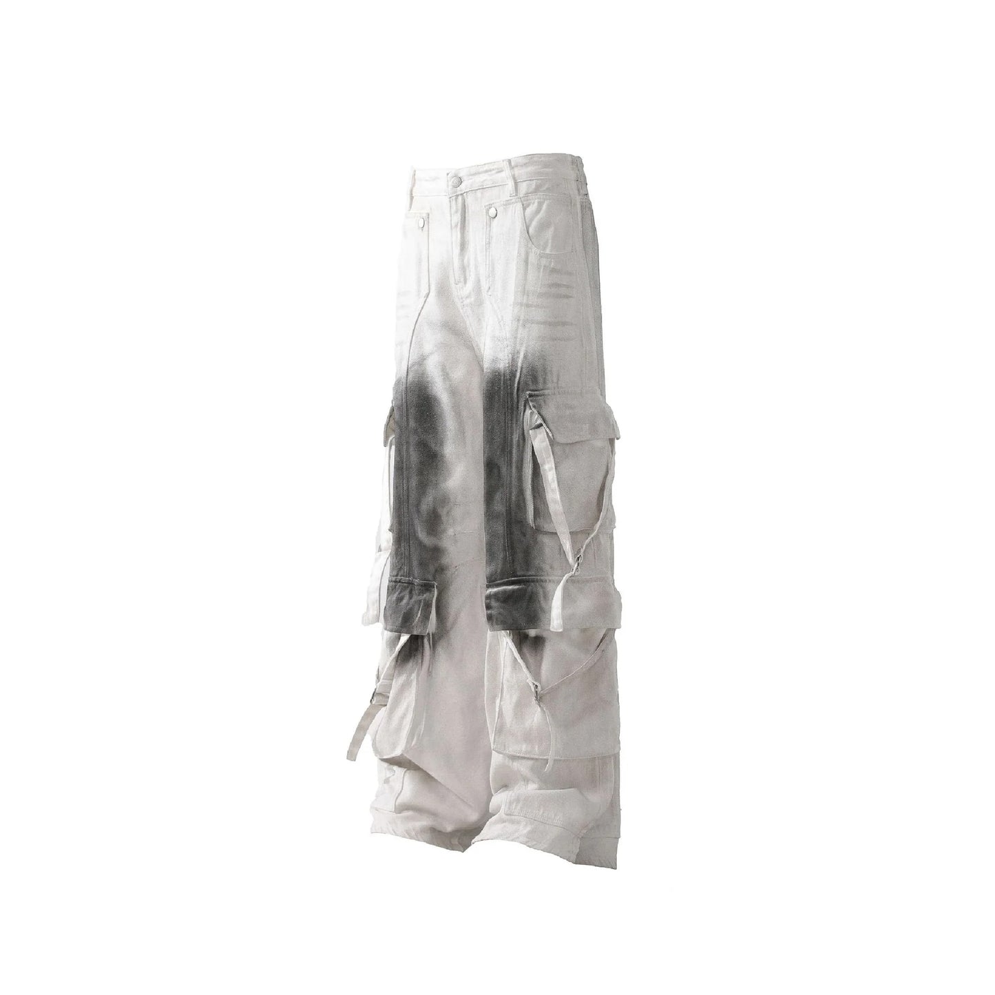 Wide-Leg Denim Cargo Denim Jeans