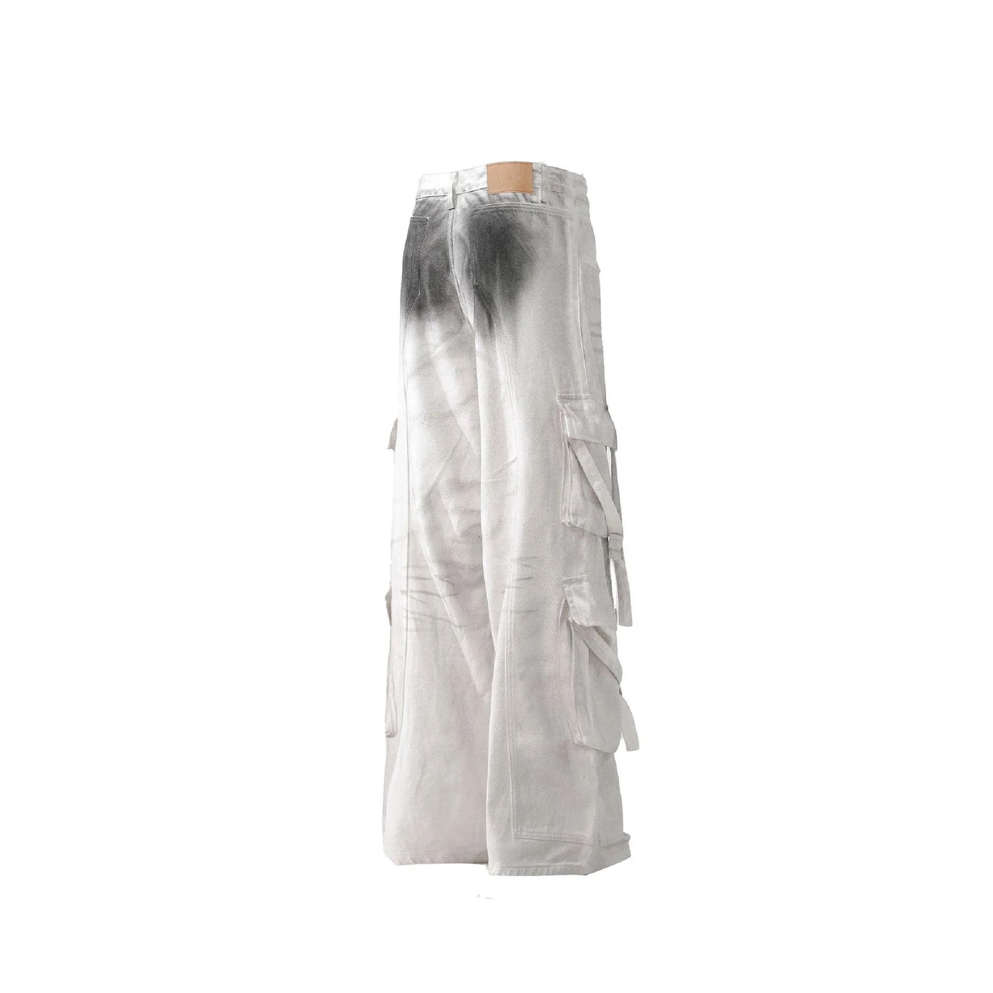 Wide-Leg Denim Cargo Denim Jeans