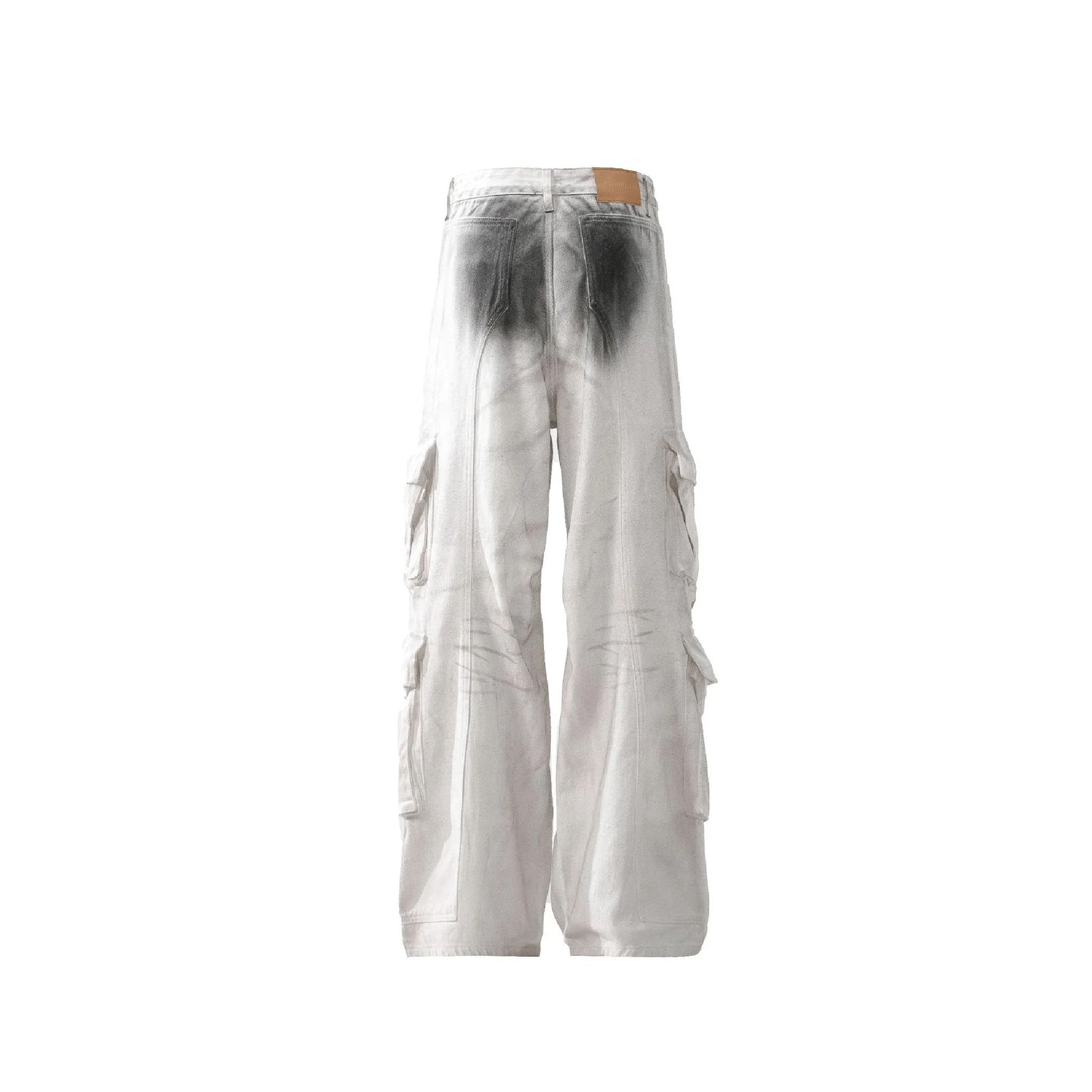 Wide-Leg Denim Cargo Denim Jeans
