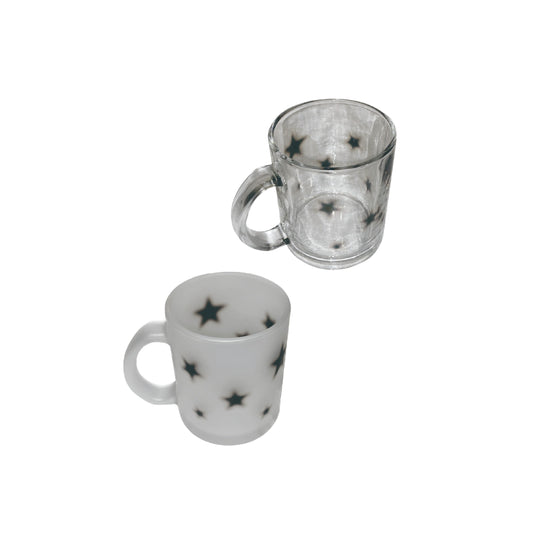 Black star glass mug