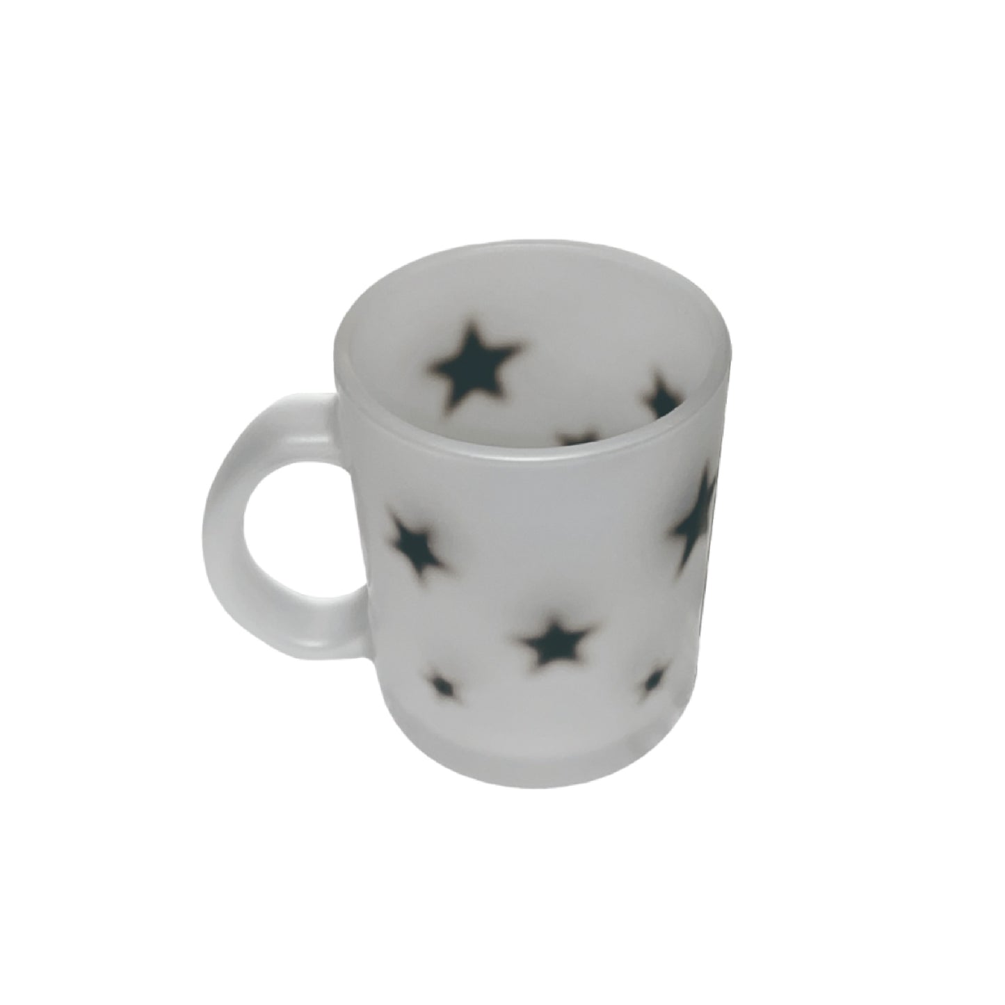 Black star glass mug