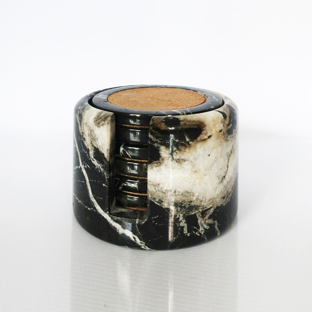 Black & White Marble Coaster Set