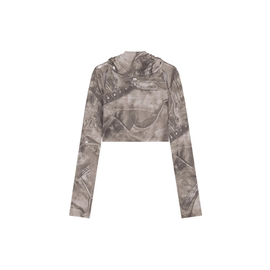 Cowl Neck Cropped Hooded Top