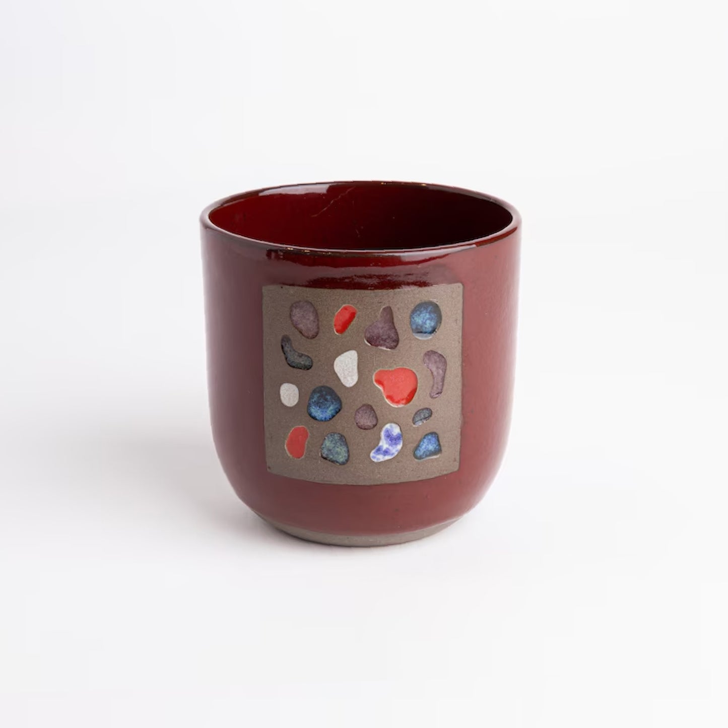 Burgundy stoneware cup