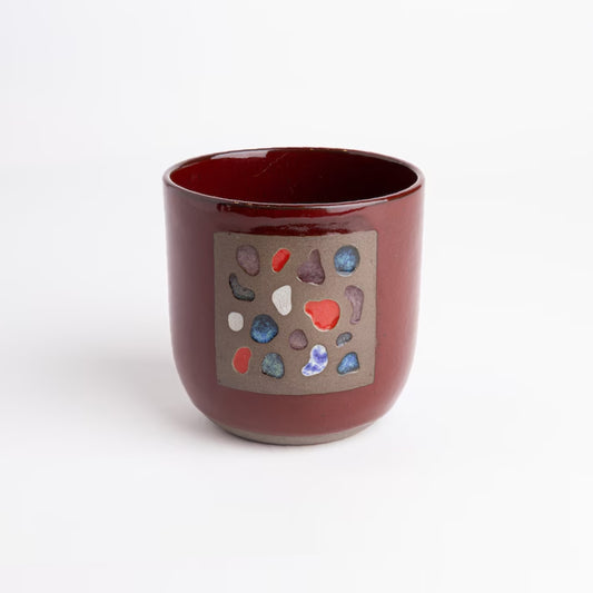 Burgundy stoneware cup