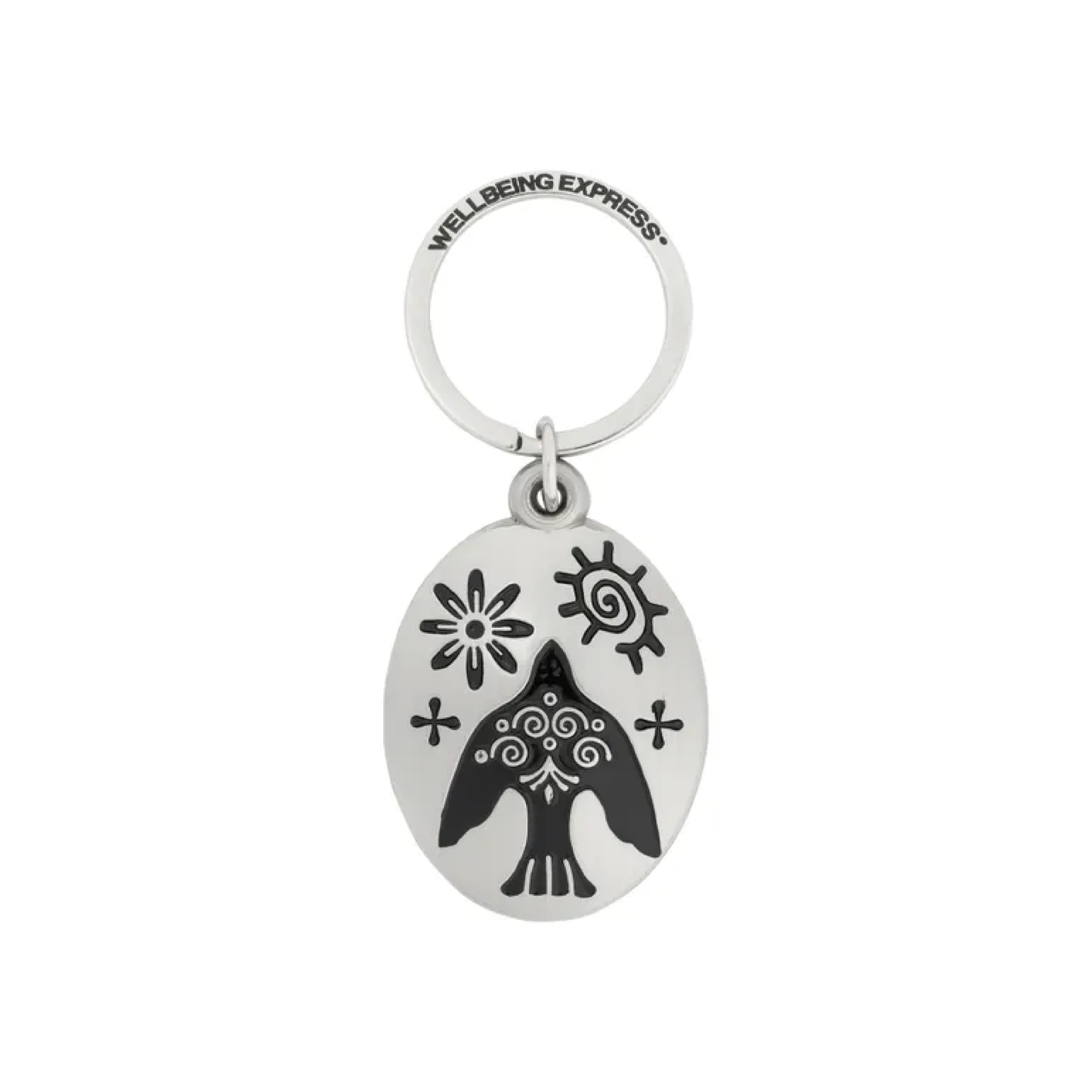 Half Sphere Peace Key Ring Silver