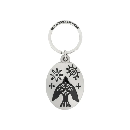 Half Sphere Peace Key Ring Silver