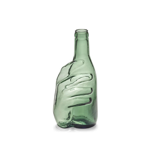 Hand shaped glass bottle