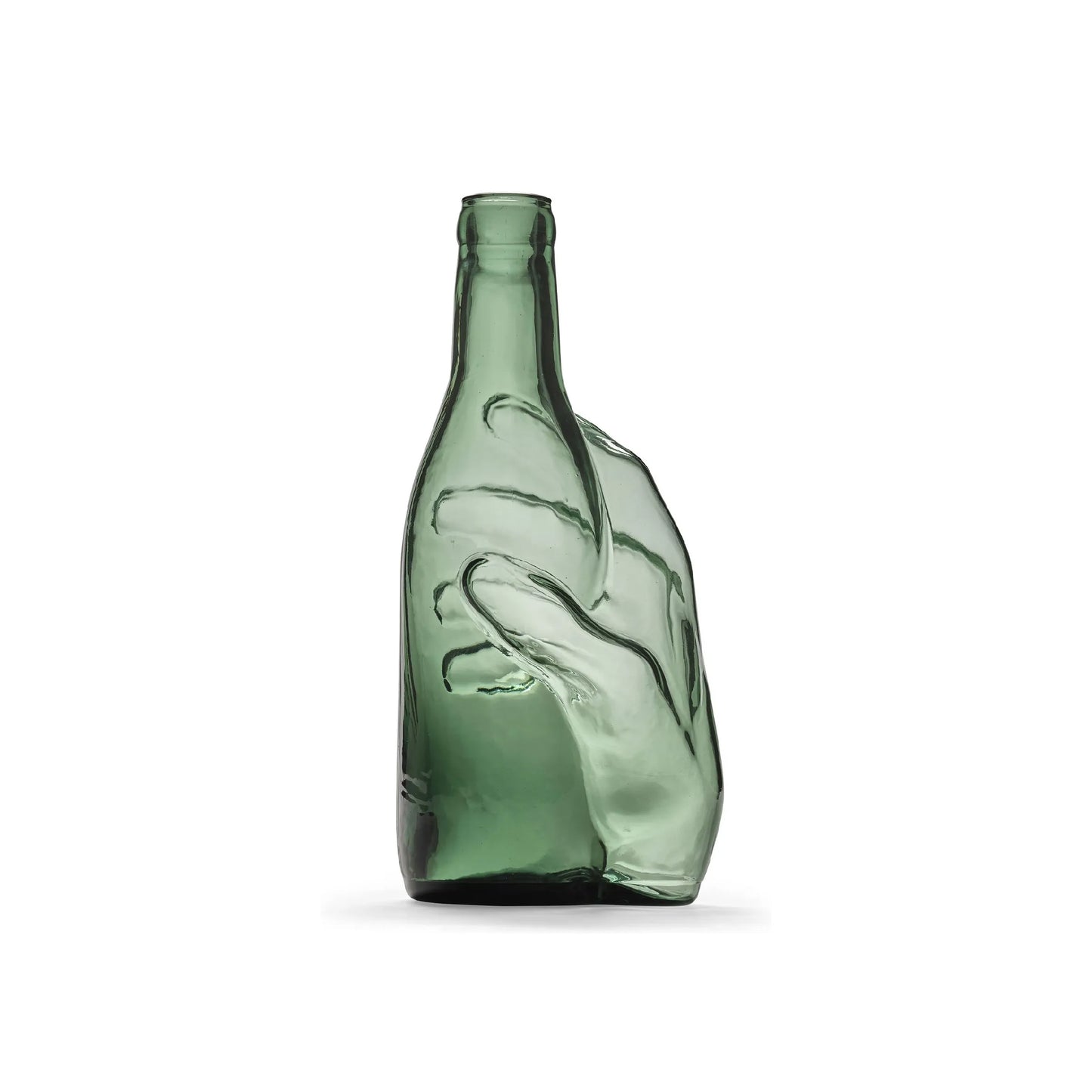 Hand shaped glass bottle