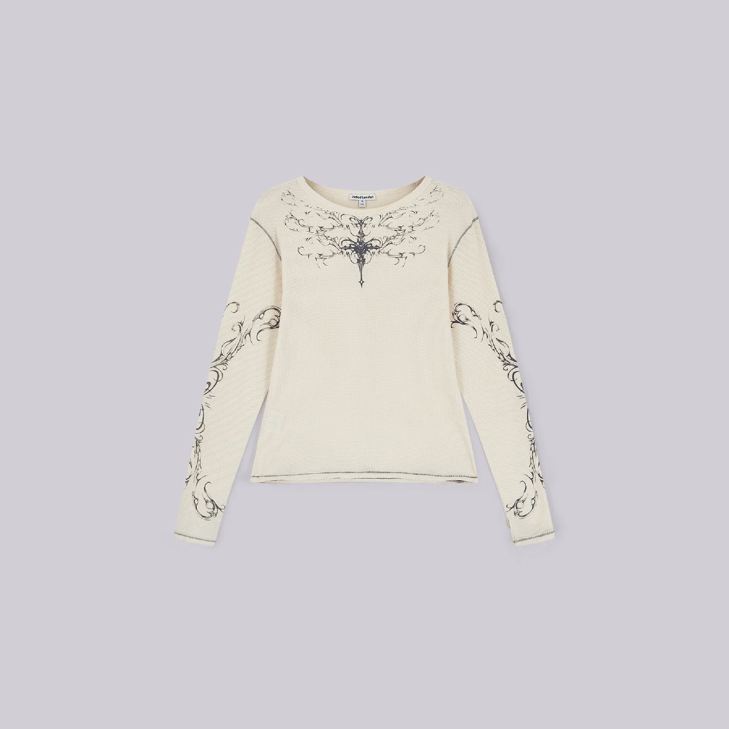 Ines Waffle White Long Sleeve Top