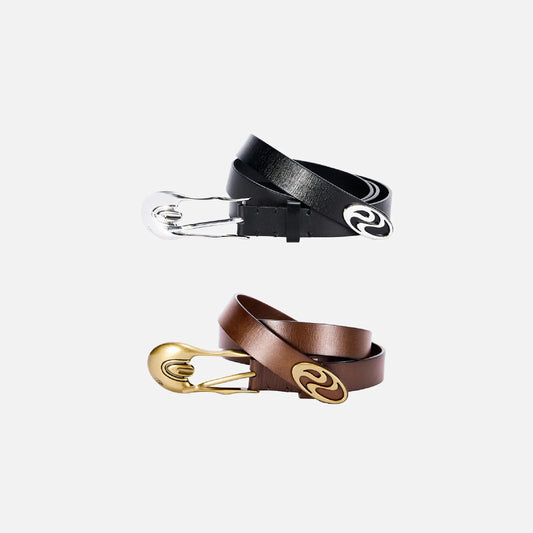 Shaped Pin Buckle Leather Belt