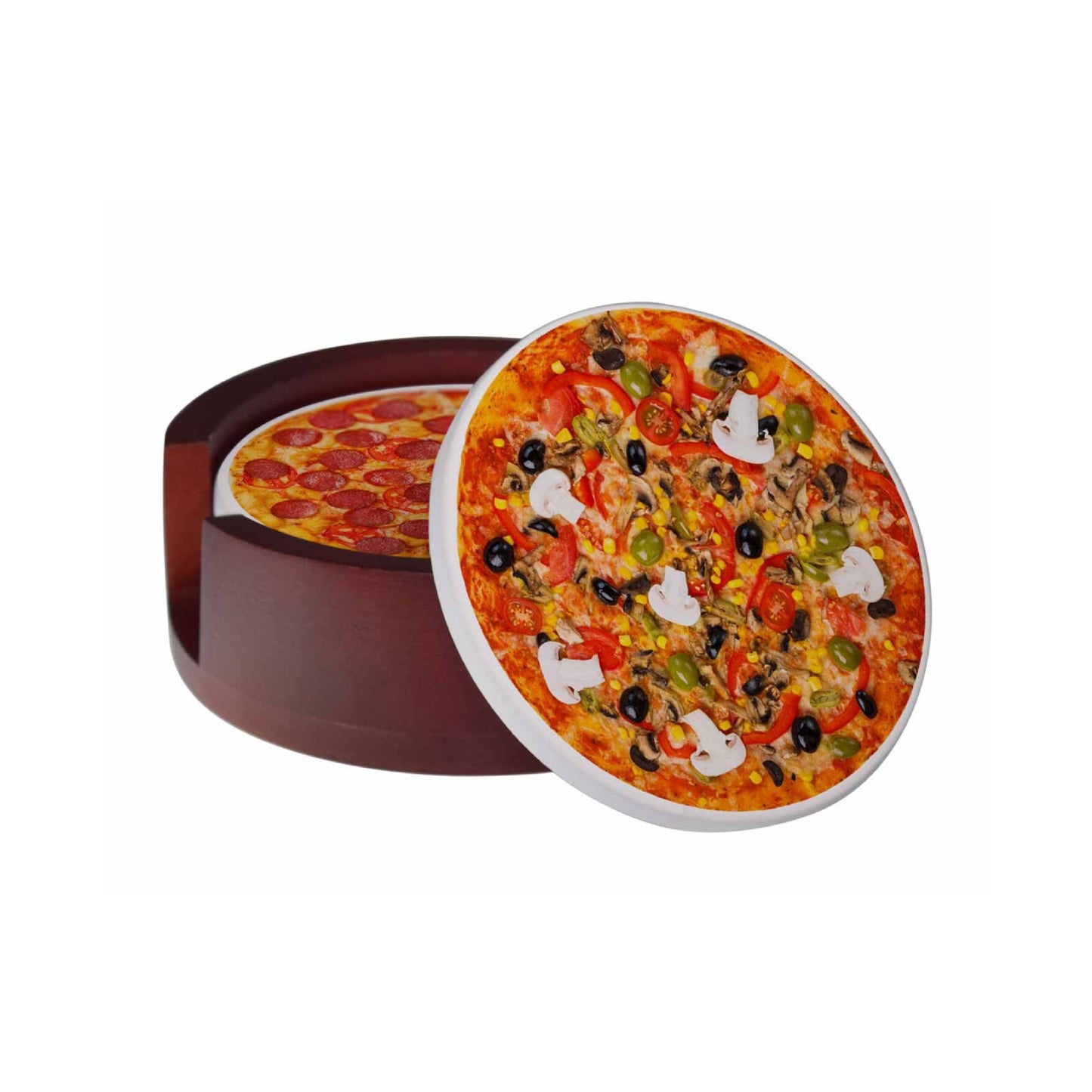 Assorted Pizza Images Coaster Set